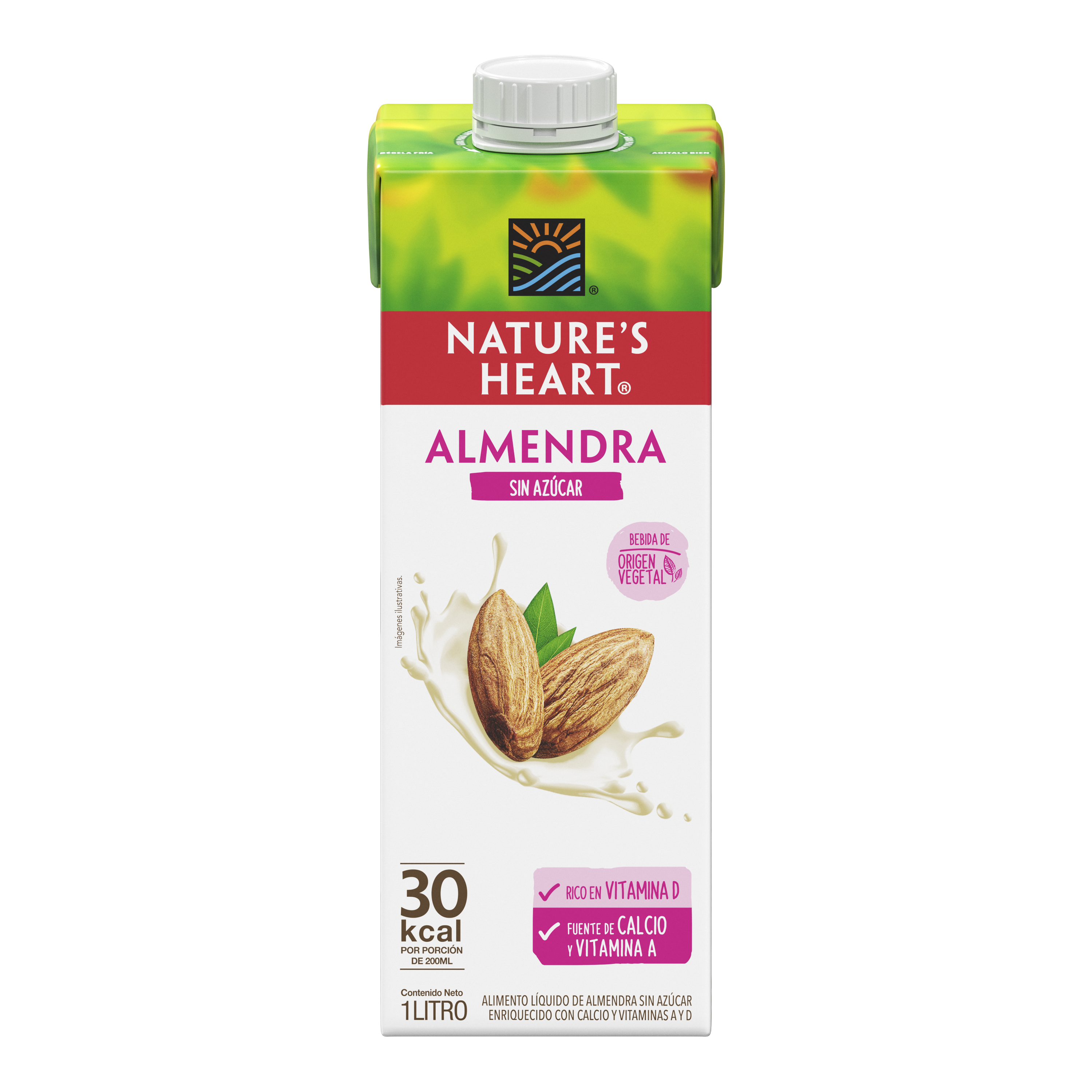 nature's heart leche de almendras ingredientes, bebida de almendra sin azucar,leche nature's heart